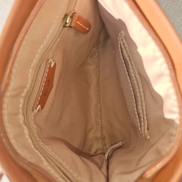 The Sak Tan Embossed Crossbody Purse Front and Back Zip Pockets Adjustable Strap - Picture 7 of 7